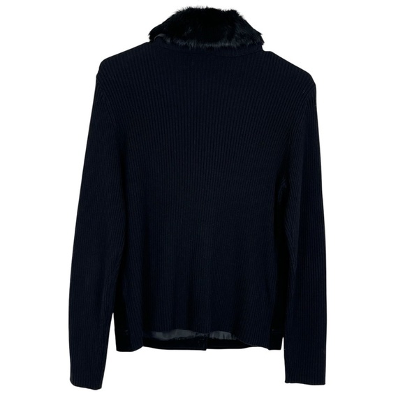 Escapade 100% Genuine Suede Front with Rabbit Hair Collar Women’s Black Jacket - Picture 2 of 9